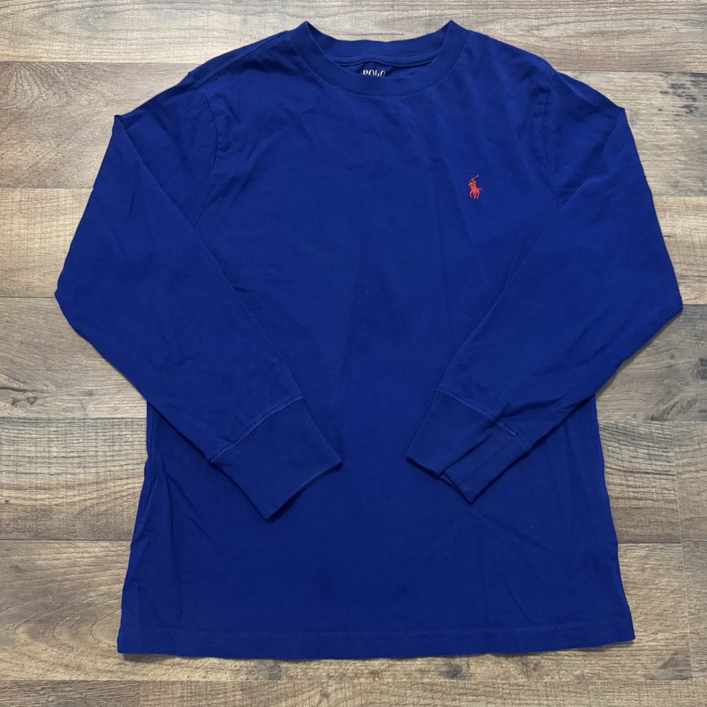 Polo Ralph Lauren T-Shirt Boys Crew Neck Long Sleeve Blue Size S
